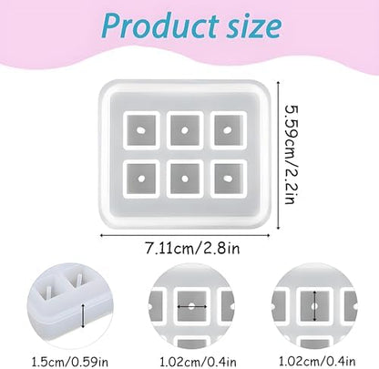 Small Cube Resin Molds, Cube Silicone Molds for Jewelry Making, Square Bead Molds with Hole, 2-Pack, for Earrings and Bracelets - Image 2