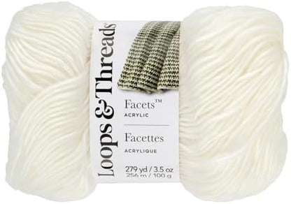 Loops & Threads Facets Yarn - Yarn for Knitting, Crochet, Weaving, and Arts & Crafts - White, Acrylic, 3.5 oz by LoopsThreads