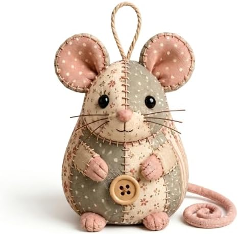 Patchwork Mouse DIY Sewing Kit for Beginners,Handmade Animal Craft Set with Pre-Cut Floral Fabric,Stuffing and Buttons,Plush Ornament Project (C#) by Unknown