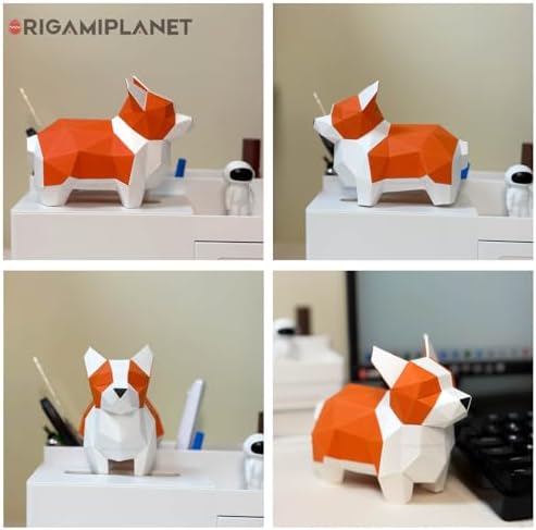 Corgi 3D Origami Paper Craft Kit, Easy DIY Pre-Cut Dog Paper Sculpture Model for Adults, Cute Animal Handmade Home Decor Papercraft Gift Set for Beginners - Image 3