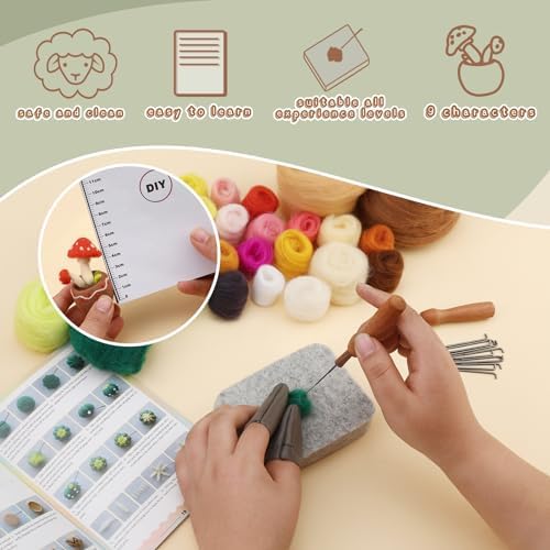 Yizzvb Needle Felting Kit, 9 Pcs Wool Succulent Needle Felt Beginner Kits - Image 4