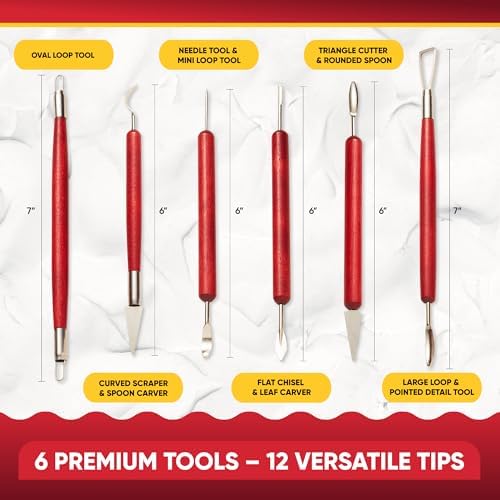 6 Pcs Clay Sculpting Tools for Air Dry & Polymer Clay, 6pc Pottery Tools - Image 2