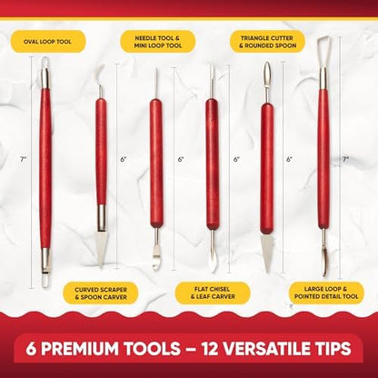 6 Pcs Clay Sculpting Tools for Air Dry & Polymer Clay, 6pc Pottery Tools - Image 2