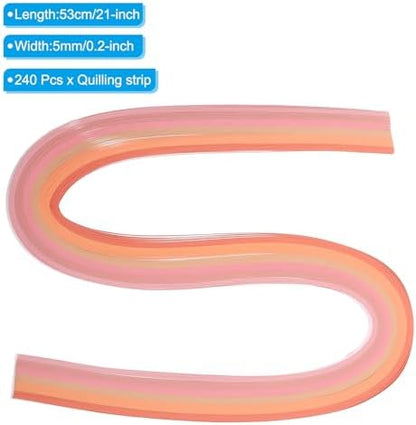 PATIKIL 240pcs Rainbow Quilling Strips Paper 3/16"(5mm) 21"(53cm) Origami Paper Quilling Strip for Art DIY Craft Christmas, Pink - Image 2