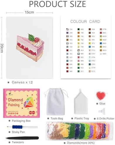PeakLuv 12 Pcs Small Diamond Art Kits, Cake Mini Diamond Painting Kits for Adults Beginners, 5D DIY Square Drill Diamond Dots, Quickly Finishable Mini Gem Art for Home Wall Desktop Decor, 6X7in - Image 3
