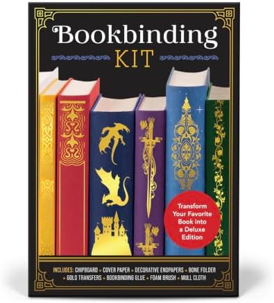 Bookbinding Kit: Transform Your Favorite Book into a Deluxe Edition - Includes: Chipboard, Cover Paper, Decorative Endpapers, Bone Folder, Gold Transfers, Bookbinding Glue, Foam Brush, Mull Cloth - Image 2