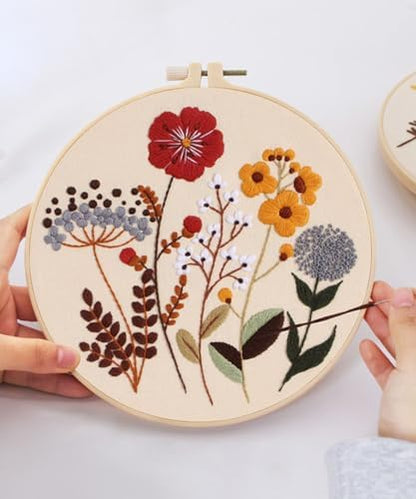 ELTONGUU 3 Sets Embroidery Kit for Beginners Adult Needlepoint Kits Tools - Image 3