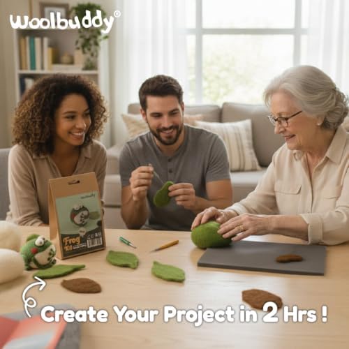 Woolbuddy Needle Felting Kit (Frog) for Beginner Adults, Starter Set with Wool, Felting Needles & Instructions - Image 5