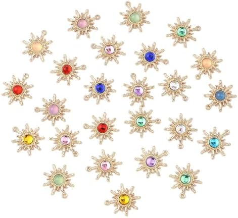 39Pcs 13 Colors Transparent Resin Sun Charms, IP Light Gold Tone Alloy Findings, Mixed Color Pendants with Storage Box for DIY Jewelry Making - Image 2