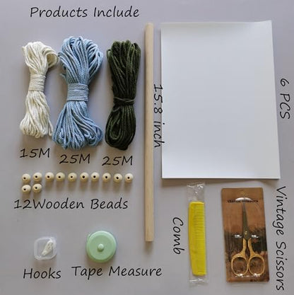 Jditngp DIY Macrame Leaf Wall Hanging Beginners Boho Wall Leaf Tapestry Kit Handmade Woven Tapestry Feather Wall Hanging DIY Macrame Kit for Adults Birthday Gift DIY Craft Kits 15.8" (Green,Blue) - Image 2