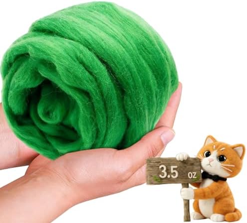 Wool Roving-3.5oz Needle Felting Wool, Soft Multi-Color Wool Fiber, Perfect Felting Wool Pure Wool, Chunky Yarn, for DIY Crafts, NeedleFelting Projects,and Artwork (Jolly Green) by VKEDA