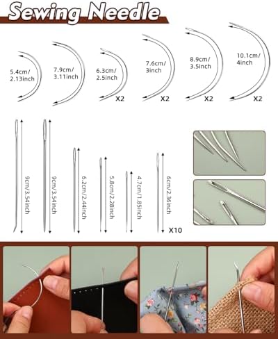 BAGERLA Heavy Duty Sewing Kit, Needle and Thread Kit with Upholstery Thread Needles Sewing Awl Seam Ripper for Car Seats Carpets Shoes Backpacks DIY Crafting - Image 2