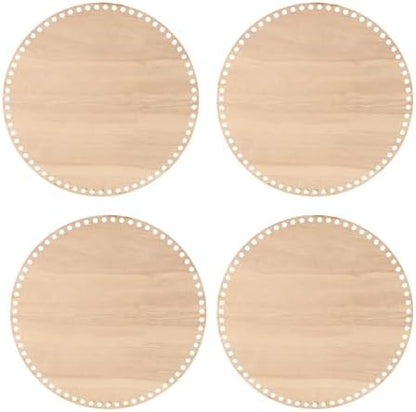 PATIKIL 6" Diameter Crochet Basket Bottom, 4Pcs Round Crochet Knitting Wooden Base for DIY Craft Weaving Basket Making Supplies Home Decoration, Dark Wood Color by PATIKIL