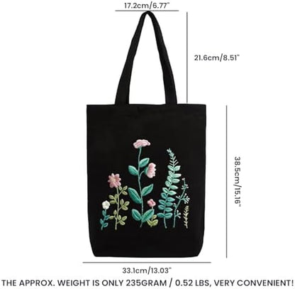 CREAWONDER Canvas Tote Bag Embroidery Kit with Pattern for Beginners, Arts and DIY Embroidery Crafts Kits for Adults, Include Instructions, Embroidery Hoops, Color Threads and Tool - Image 6