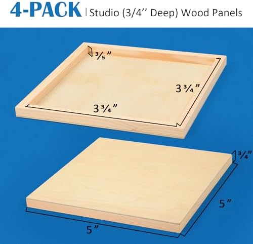 Falling in Art 4 Pack 5x5’’ Unfinished Birch Wood Panels Kit for Painting - Image 2