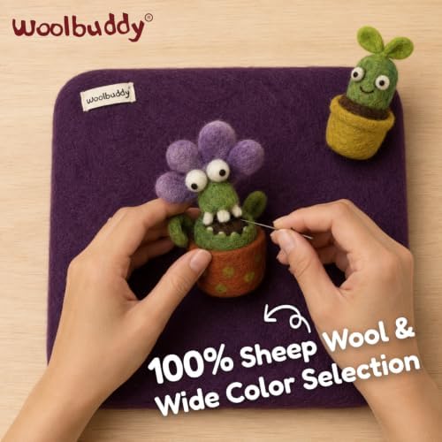 Woolbuddy Needle Felting Mat 10 x 10 x 1.5 Inch (Purple) Pure Wool Felt Pad - Image 2