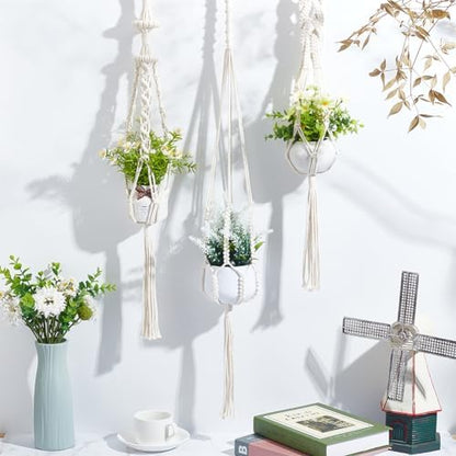 FREEBLOSS 3 Sets Macrame Plant Hanger Kit Macrame Wall Hanging Kit Macrame Plant Hangers Indoor Hanging Planter Basket Macrame Kit for Beginners with Video Tutorial - Image 7