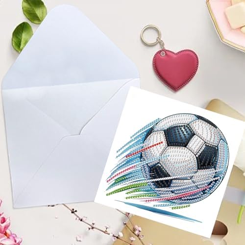 TDFERAN Diamond Painting Football Card 6 Set Crystal Puzzle Sports Invitation Diamond Blank Cards Gem Art Greeting Cards Holiday Event Invitation Card All Occasions Football Lovers Party - Image 6