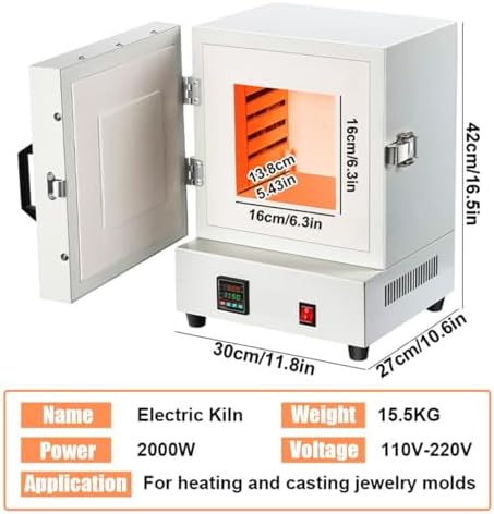 2000W Electric Kiln for Pottery at Home, 2102℉/1150℃ Muffle Furnace Heat Treat Oven with Digital Controller for Jewelry Making, Glass Fusing, Metal Clay, Wax Casting, Burnout, Ceramic & DIY - Image 5