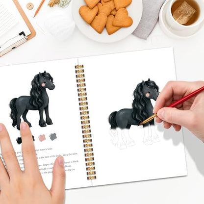 Easy Horses Watercolor Workbook for Adults Beginners, Water Coloring Painting Book with 12 Patterns, Travel Painting Pad, Art Gift for Horse Lovers Adults Teen - Image 5