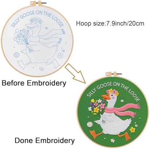Louise Maelys Silly Goose Embroidery Kit for Beginners, Floral DIY Craft - Image 3