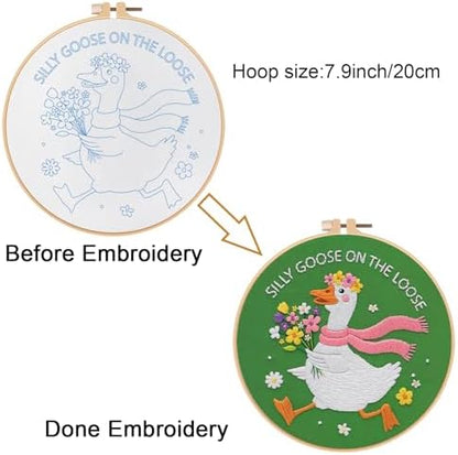 Louise Maelys Silly Goose Embroidery Kit for Beginners, Floral DIY Craft - Image 3