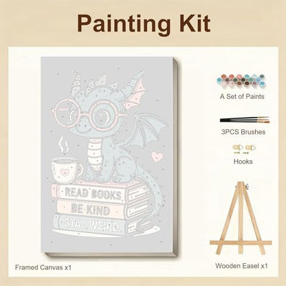 Gemozaic Framed Paint by Numbers Kit for Adults - Black Dragon & Books - Image 6
