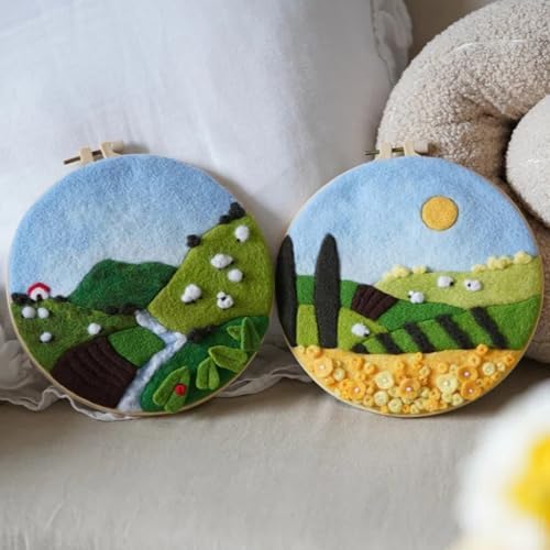 Wonafa DIY Wool Needle Felt Starter Kit, Beginner Needle Felt Kit with Wool Felt Bag, Felts Needles, Photo Frame, Foam Mat, Felts Cloth and Instructions for Home Decor, Art Crafts (K3) - Image 6