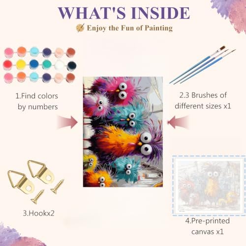 Funny Chicken Paint by Numbers Kit On Canvas for Adults Beginners 16x20In - Image 7