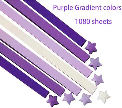 1080 Sheets Origami Star Paper 4 Purple colors Strips Double Sided Lucky Star Decoration Folding Paper for DIY Hand Art Crafts Teaching Supplies (Purple-1080 sheets) - Image 2