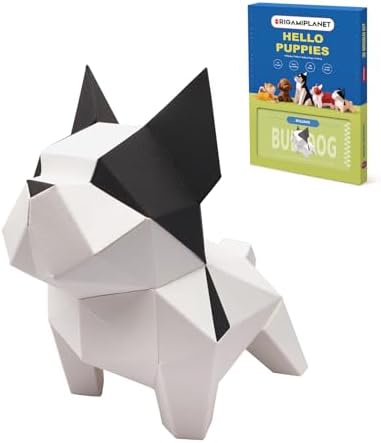 Bulldog 3D Origami Paper Craft Kit, Easy DIY Pre-Cut Puppies Paper Sculpture Model for Adults, Cute Animal Handmade Home Decor Papercraft Gift Set for Beginners by Unknown