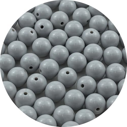 60pcs Acrylic Round Beads for Crafts 14mm Resin Candy Color Spacer Beads with Hole for Jewelry Making Sewing Crafts Decoration Necklaces Bracelets Earrings Supplies(Gray) by Unknown
