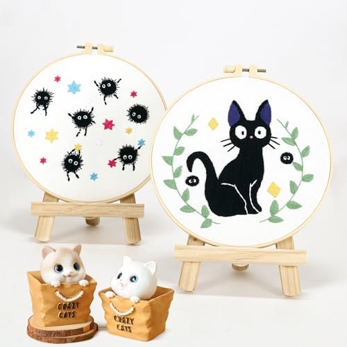 Cat Embroidery Starter Kit for Beginners Adults, Animal Stamped Cross Stitch Kit for Adult Beginner, Hand Embroidery Needlepoint Kits, 2 Set Embroidery Supply, 2 Hoops (Attached Video Tutorial) - Image 7