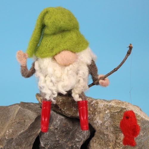 Wizardi Beginner Needle Felting Kit for Adults - Fishing Gnome. Fantasy Felting Kit 12cm Tall. Felting Tools. Wool Felting Supplies. Felt Crafts. Wool Felt. The Makerss - Image 2