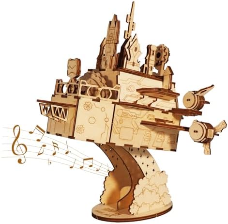 3D Wooden Puzzles Moving Castle Music Box Kits Castle Building Model DIY Crafts Birthday Gift for Women by MusicPark