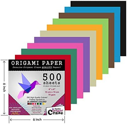 Origami Paper 500 Sheets Premium Quality for Arts and Crafts 6" Square Sheets 20 Vibrant Colours Same Colour on Both Sides 100 Design Ebook Included (See Back of Cover for Download info) - Image 2