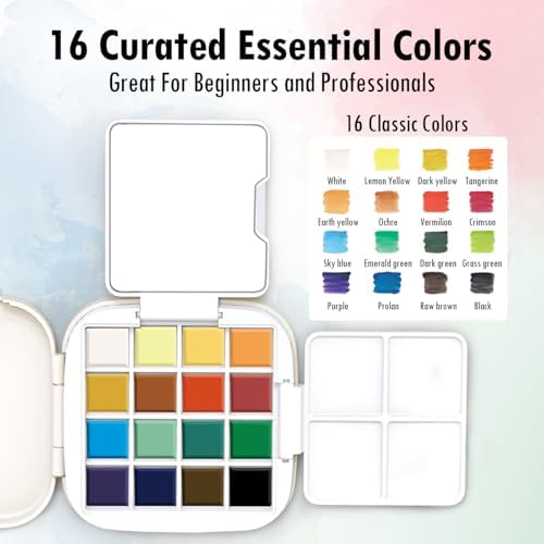 Mini Watercolor Paint Set, Compact Travel Art Kit with 16 Colors - Image 6
