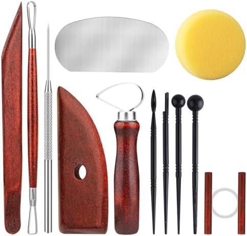 12PCS Pottery Tools Kit, Polymer Clay Tools Set for Sculpting, Air Dry Clay Tools, Ceramic Tools for Carving, Modeling, Molding, Shaping, Dotting, Trimming, Arts Crafts Supplies, Adults, Beginners by Unknown
