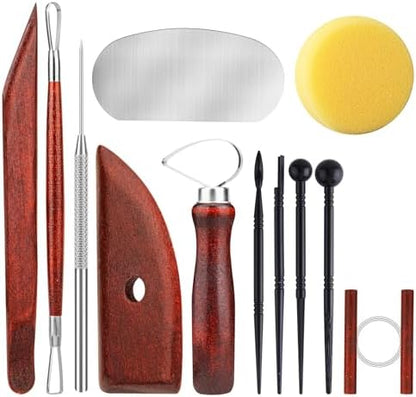 12PCS Pottery Tools Kit, Polymer Clay Tools Set for Sculpting, Air Dry Clay Tools, Ceramic Tools for Carving, Modeling, Molding, Shaping, Dotting, Trimming, Arts Crafts Supplies, Adults, Beginners by Unknown