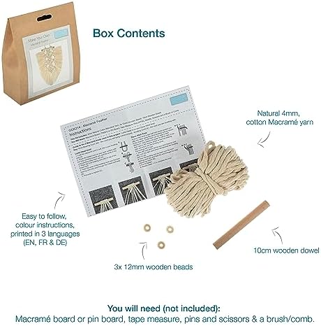 Trimits Make Your Own Macrame Kit, 25 x 20cm, Feather - Image 5