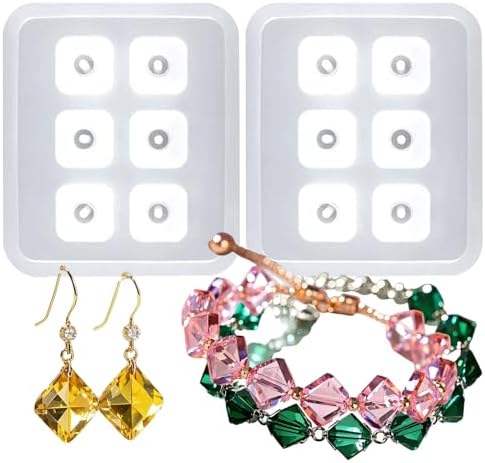 Jewelry Silicone Molds for Epoxy, 6-Cavity Diamond Shape, 2.3 X 2.8 Inches for Polymer Clay Soap Making Cabochon Gemstone DIY Crafting Projects Set of 2 by MUYULIN
