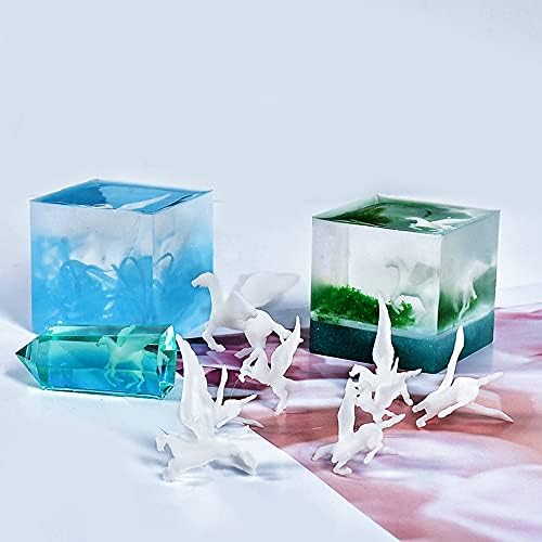 Woohome 14 PCS 3D Resin Mould Filler Mini Horse Paper Crane Paper Airplane Resin Casting Moulds Fillers, 3D Resin Filler Art Craft Supplies Epoxy Moulds for Art Resin Crafts DIY - Image 2