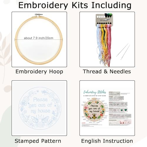 Nuberlic Please Get Out of My House Embroidery Kit, Stitch Craft Set - Image 3