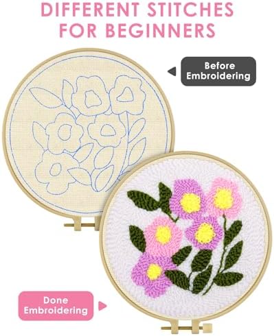 TINDTOP Punch Needle Kits, Flowers Punch Embroidery Kits for Adults - Image 3