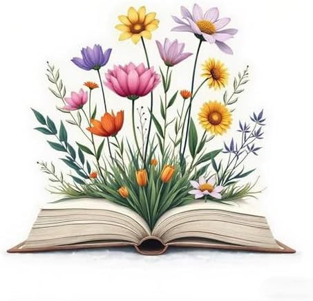 Stamped Cross Stitch Kits for Beginners,Book and Wildflower 14x14in by TCDZMYGS