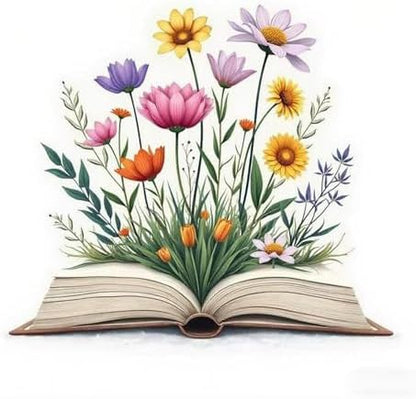 Stamped Cross Stitch Kits for Beginners,Book and Wildflower 14x14in by TCDZMYGS