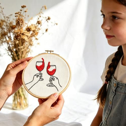 Crafmanoe Romance Embroidery Kits for Beginners Adults, Hand Embroidery Starters Kits, Stamped Cross Stitch Kits for Adults Anniversary Valentine's Day Gifts, Embroidery Hoop, Thread & Video Tutorial - Image 6