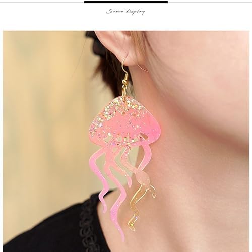 4 Piece Resin Earring Molds, Ocean Life Jewelry DIY Silicone Molds UV Resin Jellyfish Shell Starfish Earrings Keychain Lighthouse Ship Wheel Necklace Pendant Craft Supplies - Image 6