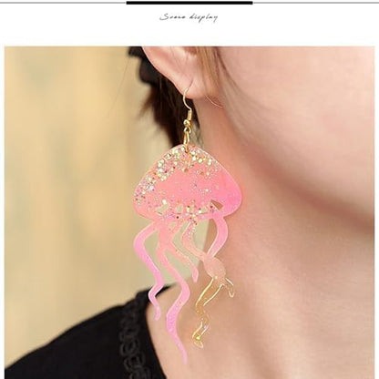 4 Piece Resin Earring Molds, Ocean Life Jewelry DIY Silicone Molds UV Resin Jellyfish Shell Starfish Earrings Keychain Lighthouse Ship Wheel Necklace Pendant Craft Supplies - Image 6