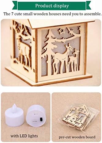 Wood Craft Kits Unfinished Small Houses 3D Cutting Wooden Puzzle Toy for Kids and Adults Build Your Own Perfect Decoration-Including 7 pcs - Image 5